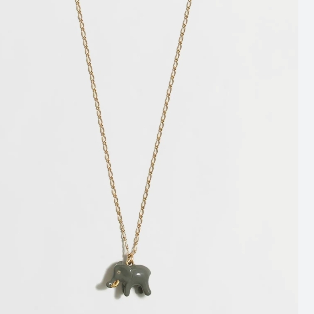 Gold tone Elephant enamel charm necklace Pendant Necklace
